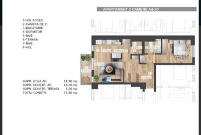 Apartament cu 2 camere în Tei - 2