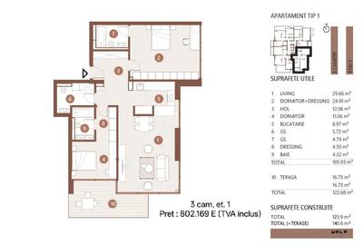 Apartament cu 3 camere în Floreasca - 1
