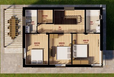 Vila lux, str Pădurii-Lebada, 5 camere, 3 bai, curent 380 kw, COMISION  0padurii - 15