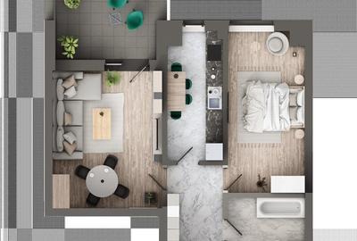 Comision 0% ! Apartament 2 camere, decomandat, etaj 3 cu lift, tva inclus - 4