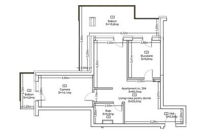 Apartament 2 dormitoare si living cu bucatarie, finisat, Seasons-Frunzisului - 9