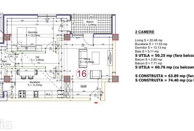 Apartament cu 2 camere în Central - 1
