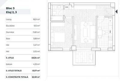 Apartament cu 2 camere decomandat în Pipera - 11