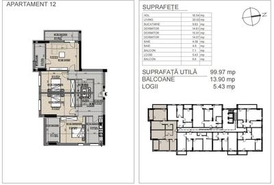 Apartament cu 4 camere în Brâncoveanu