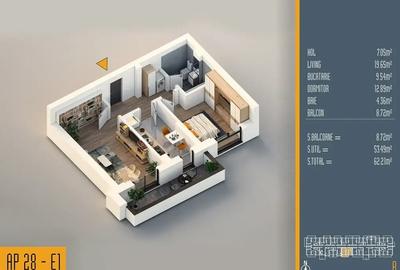 Apartament cu 2 camere semidecomandat în Titan