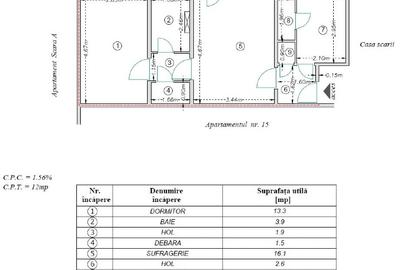 Apartament cu 2 camere semidecomandat, mobilat în Cornișa - 12