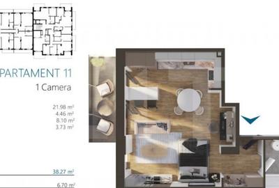 Revanzare,Apartament o camera, 38,5 mp, etaj 1, Bloc premium