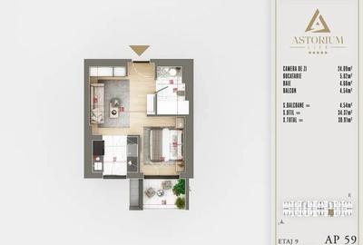 AP 2 CAM. CU LIVING OPEN SPACE / FINISAJE PREMIUM. ASTORIUM! - 2