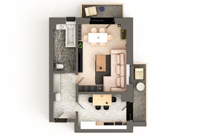 VIȘANI – BRAUS CONFORT - Apartament Tip B - 1 cameră decomandat - 2