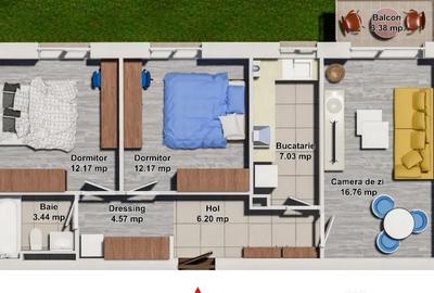 Apartament cu 3 camere decomandat în Ștefăneștii de Jos - 2