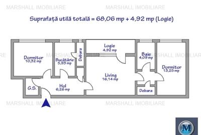 Apartament 3 camere de vanzare, zona Nord, 68.06 mp #16589 - 9