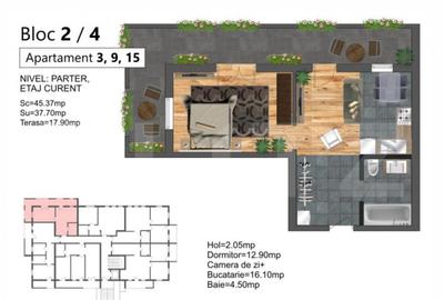 Apartament cu 2 camere decomandat în Central