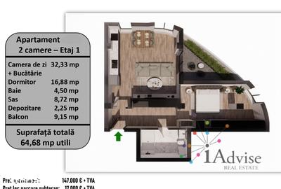Apartament cu 2 camere în Centrul Istoric