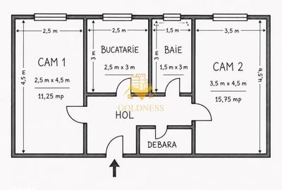 Apartament cu 2 camere decomandat în Sud
