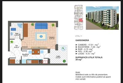 Garsonieră decomandată, etaj 2, bloc nou, M. Apărătorii Patriei - 8