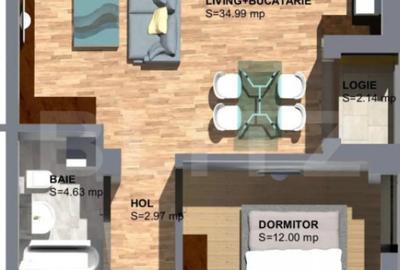 Apartament cu 2 camere semidecomandat în Torontalului - 1