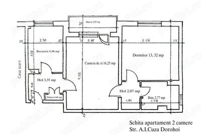 Apartament cu 2 camere semidecomandat în Central