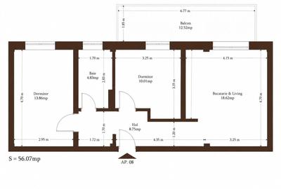 Apartament cu 2 camere decomandat în Plopi - 16