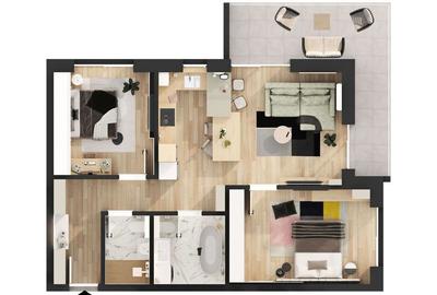 Apartament cu 3 camere decomandat în Sud - 1