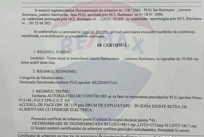 Teren de 10000 mp, în Butimanu