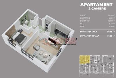 Apartament cu 2 camere decomandat în Central - 2