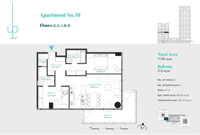 Apartament 3 camere | UpSite by Atenor | Etaj 6 |  | 399.000 euro - 10