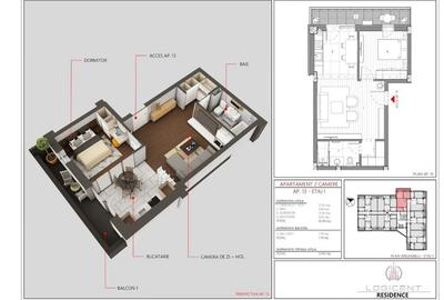 APARTAMENT tip STUDIO - 2 camere, ETAJ 1, cu parcare, Complex LOGICENT; - 1