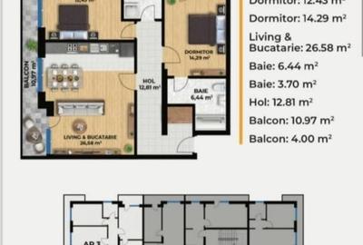 Apartament 3 camere, 91mp, bloc nou, termen finalizare Iulie 2026 - 3