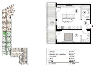 Apartament cu 2 camere, 52 mp utili, situat in zona strazii Sopor! - 2