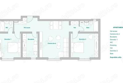 Apartament cu 3 camere decomandat în Plopi