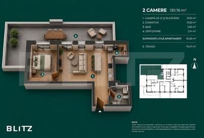 Apartament cu 2 camere semidecomandat în Bună Ziua - 1