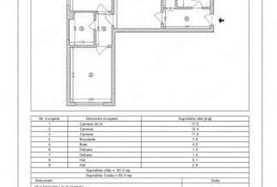 Apartament cu 3 camere semidecomandat în Central