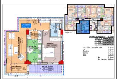 Apartament, 2 camere, decomandat, 69.9mp, Cartier Cornitoiu, zona Liceul Bibescu - 1