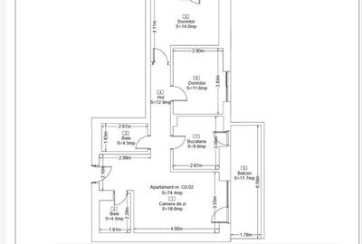 Apartament cu 3 camere decomandat în Cățelu - 1