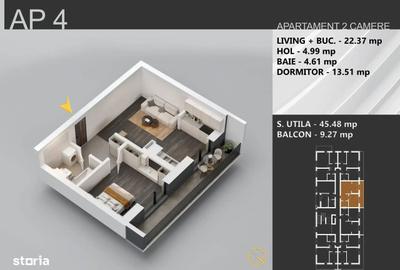 Apartament cu 2 camere în Industriilor