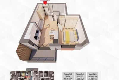 Apartament cu 2 camere decomandat în UTA - 7