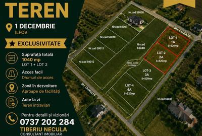 Teren de 1040 mp, în 1 Decembrie