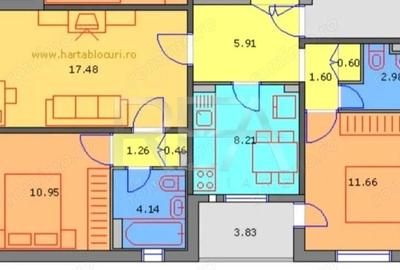 Apartament cu 3 camere semidecomandat în Militari