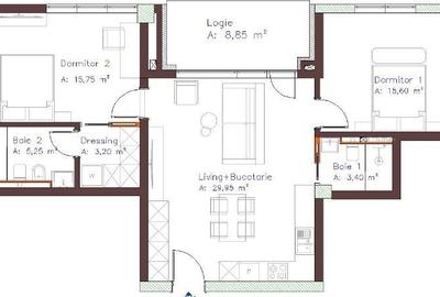 Apartament cu 3 camere în Central