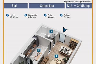 GARSONIERA DUBLA CU POSIBILITATE DE TRANSFORMARE IN 2 CAMERE STUDIO-COMISION 0% GARSONIERA DUBLA CU POSIBILITATE DE TRANSFORMARE IN 2 CAMERE STUDIO-COMISION 0% - 2