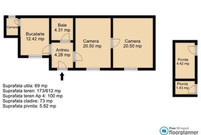 0 % comision ! Casa cu 2 camere 69 mp, strada Somesului - 1