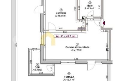 Apartament 3 camere finisat de vanzare | SU 49 mp+terasa 46 mp | Boxa | Floresti Apartament 3 camere finisat de vanzare | SU 49 mp+terasa 46 mp | Boxa | Floresti - 3