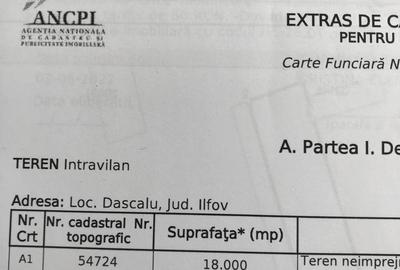 Teren de 18000 mp, în Dascălu - 1