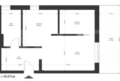 Apartement 1 camera, 42.26 mp utili+ 12 mp gradina, zona Ghirodei - 1