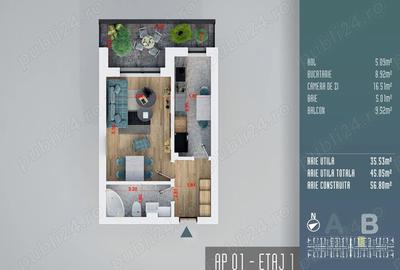 Garsoniera decomandata, 45 mp - bloc nou 2025, Titan direct proprietar - 9