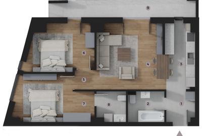 Apartament cu 3 camere decomandat în Aeroport - 2