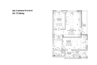 Apartament 3 camere de vânzare în proiectul rezidențial Smile – Etaj 1  77,5 mp - 1