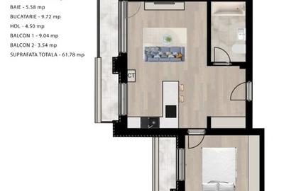 Apartament cu 2 camere decomandat în Cornitoiu - 2