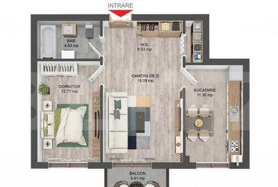 Apartament cu 2 camere decomandat în Central