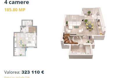 Penthouse cu 4 camere decomandat în Copou